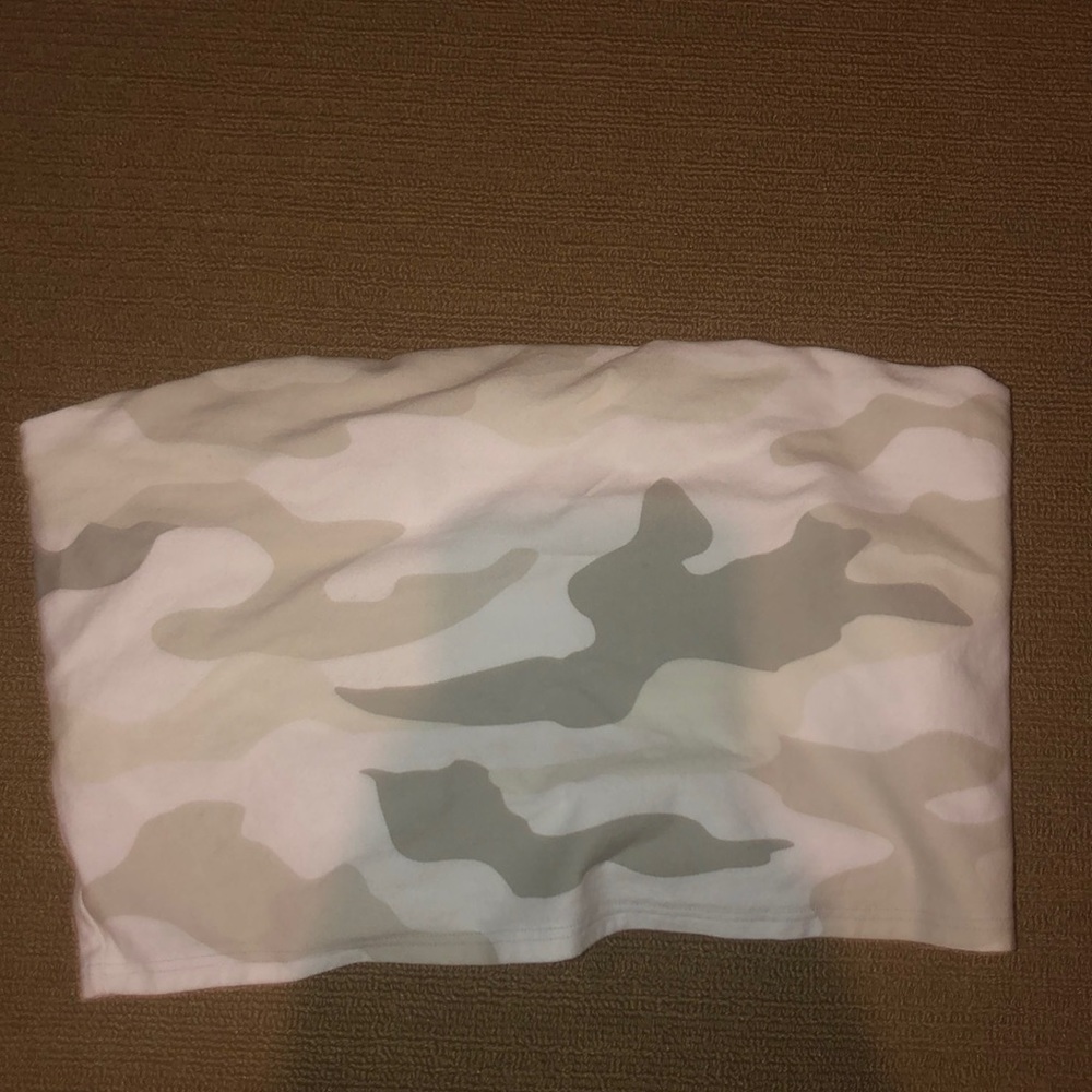 VS PINK green and white camo tube top